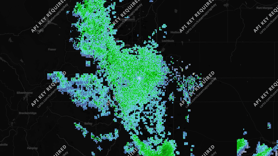 Weather radar centered on Denver